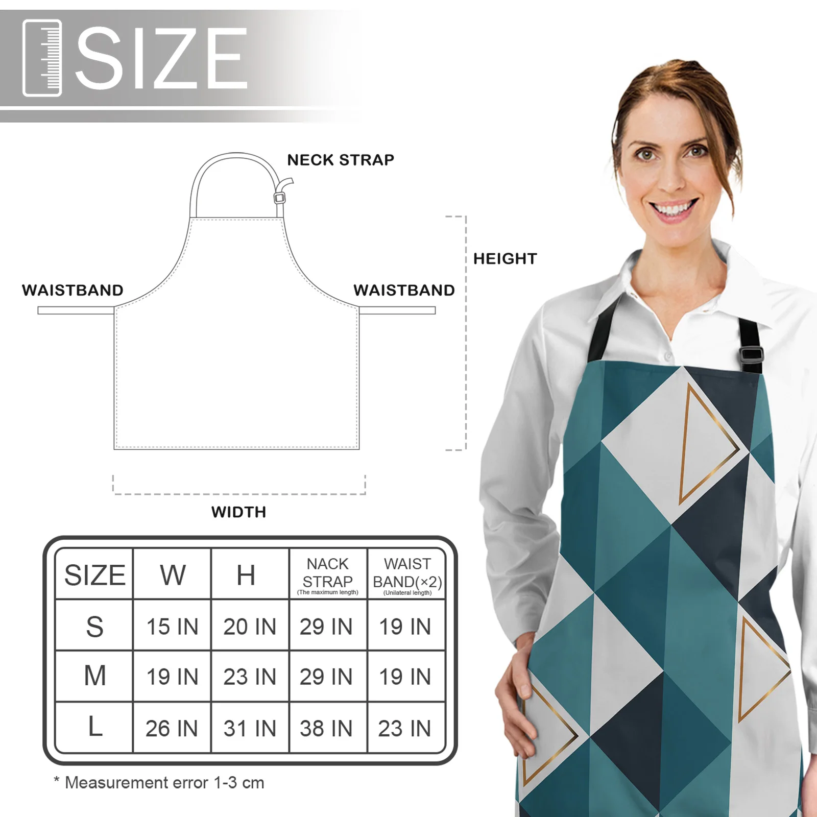 

Triangular Blocks Geometric Apron Woman Adult Bibs Home Cooking Baking Coffee Shop Cleaning Canvas Aprons Kitchen Accessory