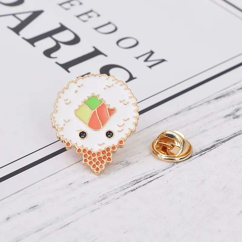 7 Style Collection Enamel Pins Brooches for Women Backpack Clothes Lapel Pin Sushi Salmon Brooch Badges Creative Cartoon Jewelry - Окраска металла: style 3