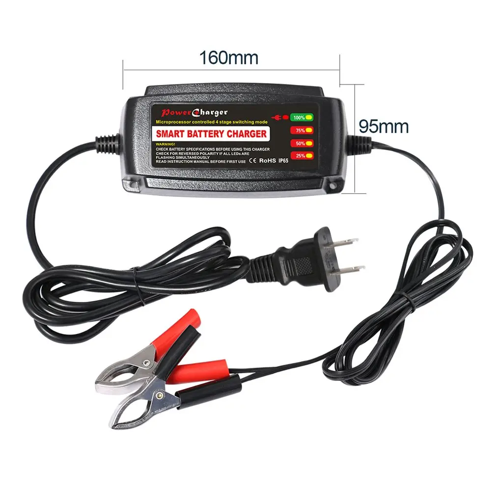 

12V 5A Lead Acid Battery Charger Multiple Protective Systems Auto Supplies US Plug 4 Stage Switching Mode LED Indicator Light