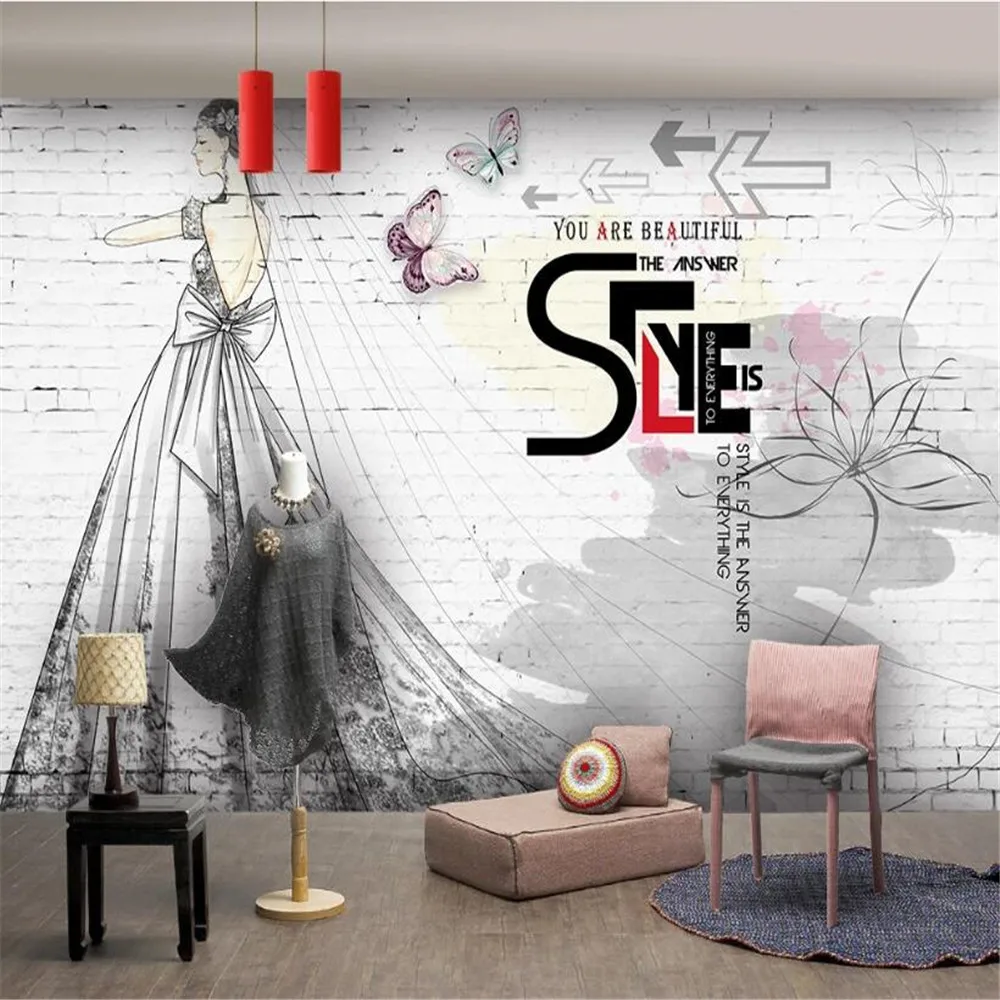 Милфи индивидуальная кирпичная стена модная ручная роспись свадьба магазин