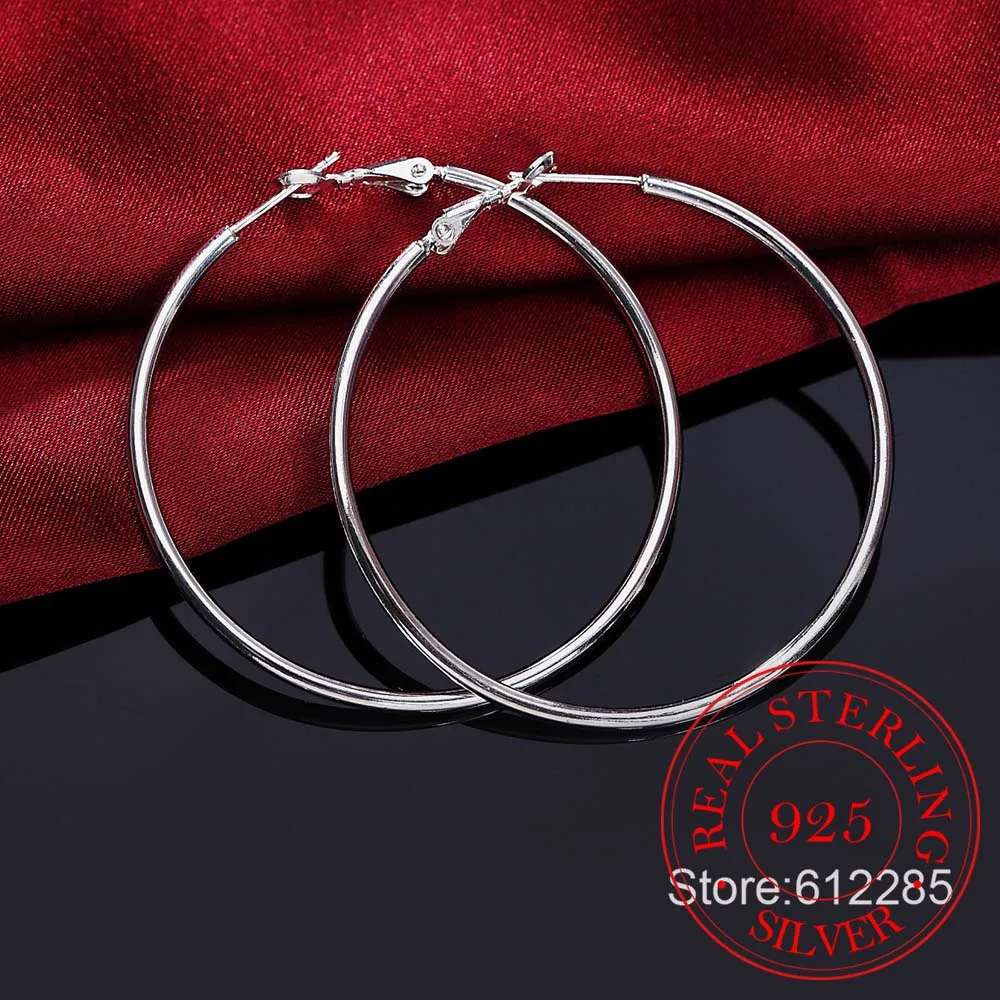 

Personality Hyperbole 925 Sterling Silver Simple Smooth Circle Hoop Earrings For Women 2020 Sterling-Silver-Jewelry Pendientes