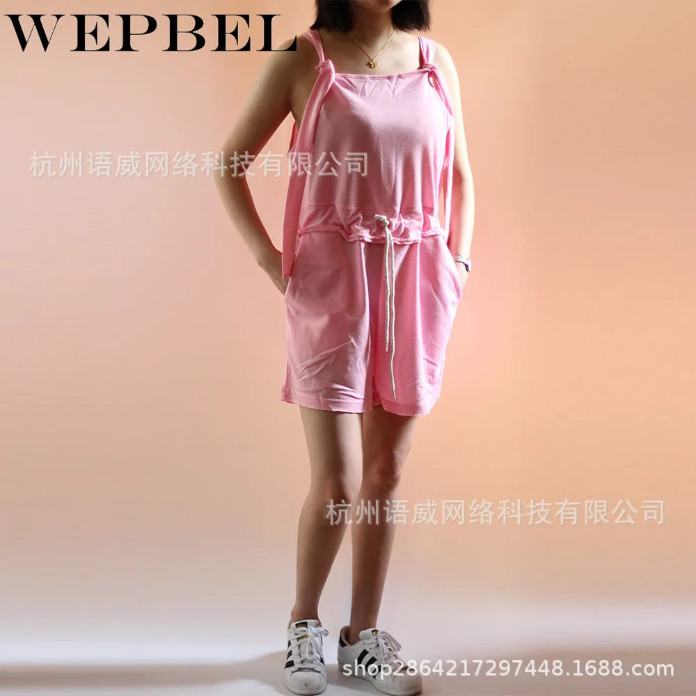 

WEPBEL Women Casual Romper Ladies Loose Short Jumpsuit Solid Color Sleeveless Playsuit Overalls Female Tracksuits