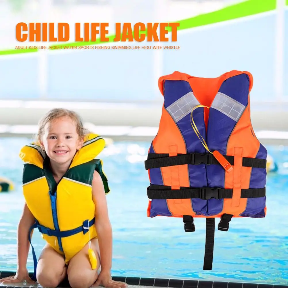 

Polyester Kids Life Vest Jacket Fishing Boating Drifting Life Vest Jacket with Whistle Reflective Strips Water Sports Kids Vest