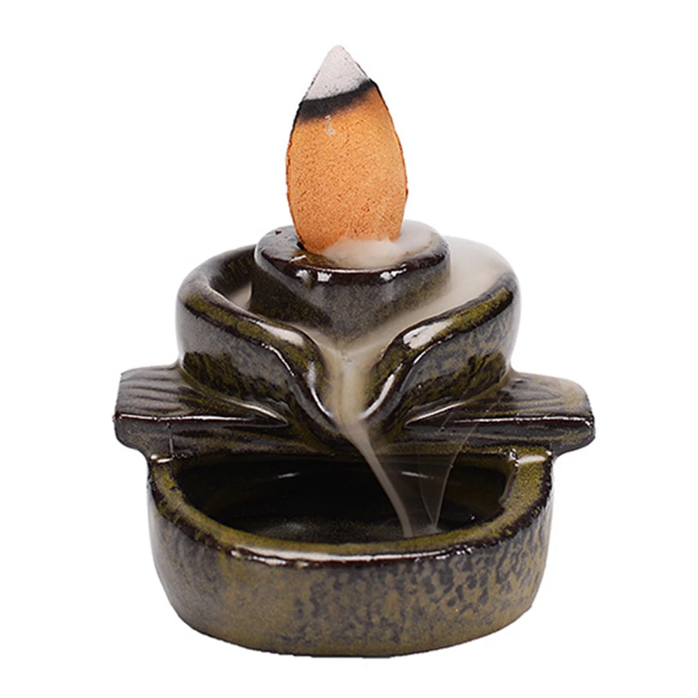 

Waterfall Incense Burner Backflow Ceramic Incense Holder Incense Fountain Backflow Incense Cones for Home Decor Office in stock