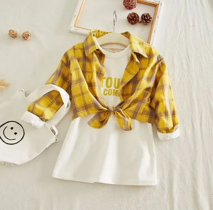 Детская одежда Mihkalev осенний комплект для девочек топ + платье комплекты детской