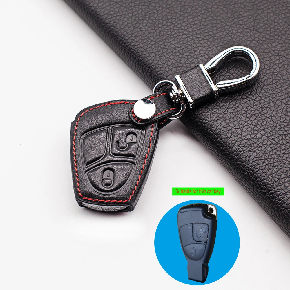 Carrying leather car key cover case For Mercedes-benz A CLASS W169 B C E S R C200E 260L GLK300 2 buttons remote | Автомобили и