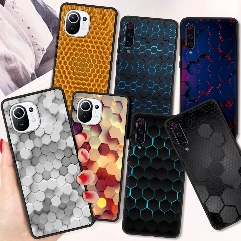 

Противоударный чехол с шестигранной сеткой для Xiaomi Poco X3 NFC M3 Pro, мягкий чехол из ТПУ для Redmi 9T, 11, Note 10, 10T, зеркальный чехол