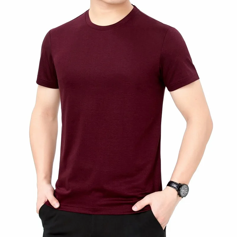 

2021 silk men's short sleeve T-shirt summer ice polo shirt young and middle-aged thin T-shirt Dad