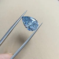 mosangnai 4 carat drop pear cut 8x12mm loose gmestone new color vivied blue moissanite diamond pirce