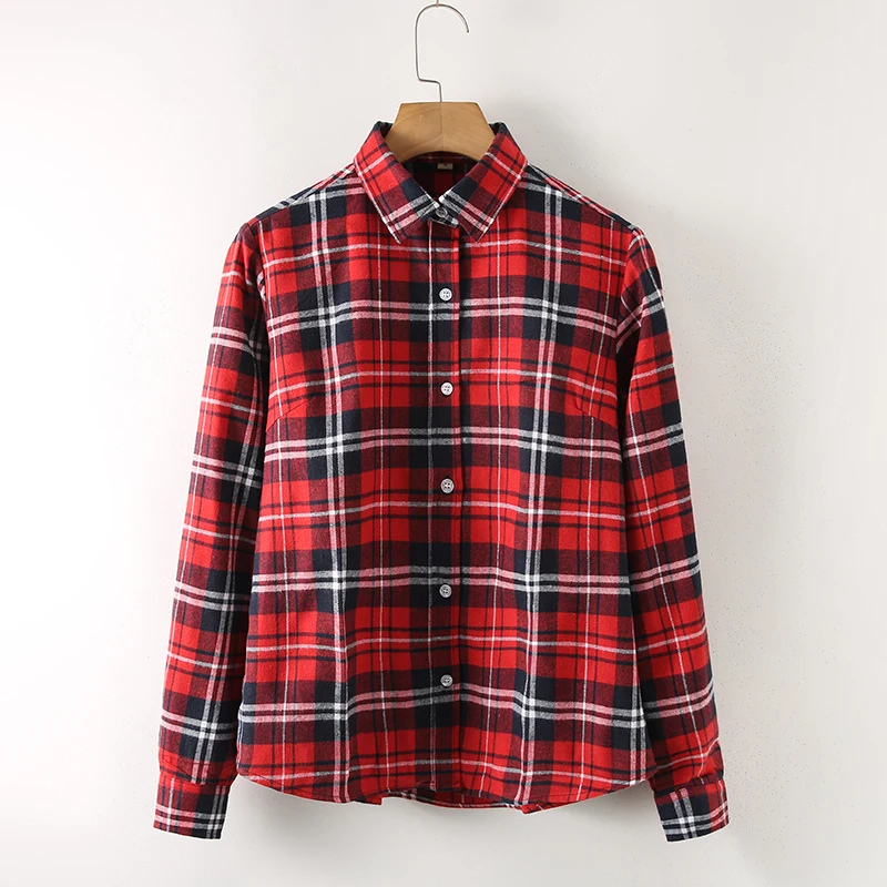 Винтажная женская блузка рубашка клетчатая с d пуговицами верхняя одежда ropa mujer