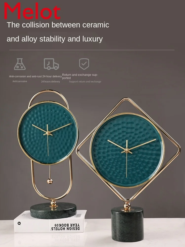 

Ceramic Clock Living Room Desk Clock Decoration Creative Desktop Bedroom Bedside Table Desktop Clock Decoration