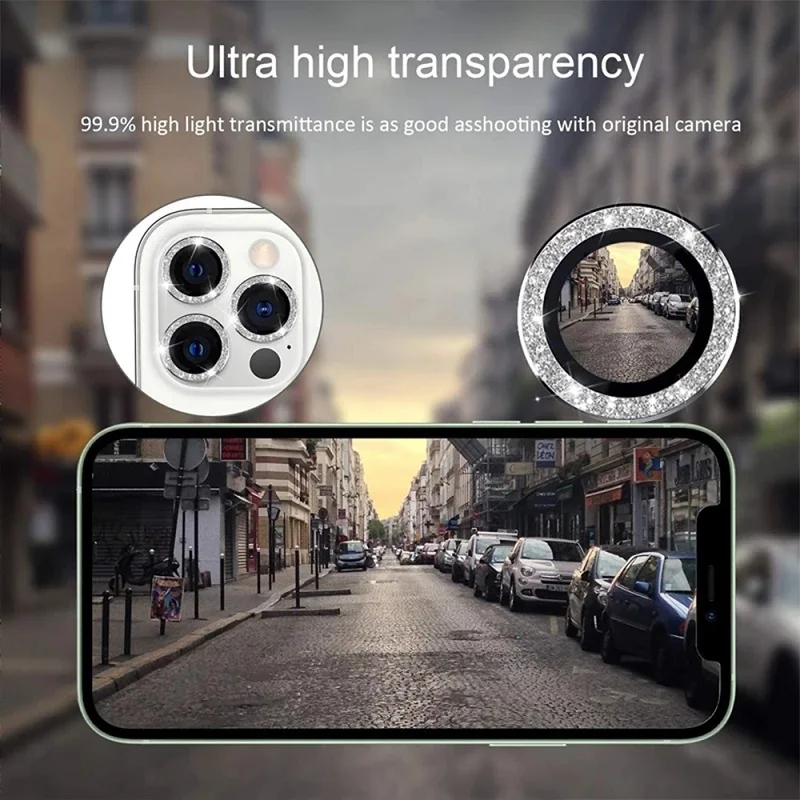 Diamond Camera Lens Protector For iPhone 13 Pro Max 12 Mini Camera Metal Ring Glass For iPhone 11 12Pro Max 13Pro Protective Cap