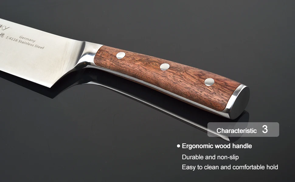 Нож шеф-повара Gyuto, кухонный, немецкий, нержавеющая сталь, палисандр, ручка, разделочный нож, нож для нарезки мяса, филе, кухонный нож 27