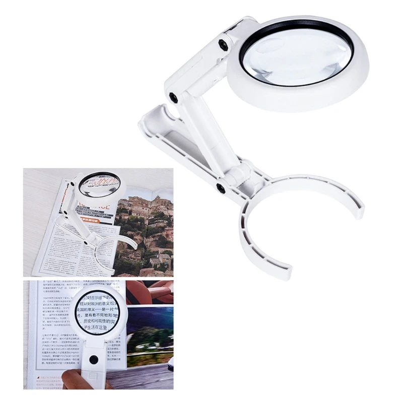 

5X 11X Folding Lamp Loupe Handheld Magnifier With 8 LED Lights,Reading Magnifier Q1JB