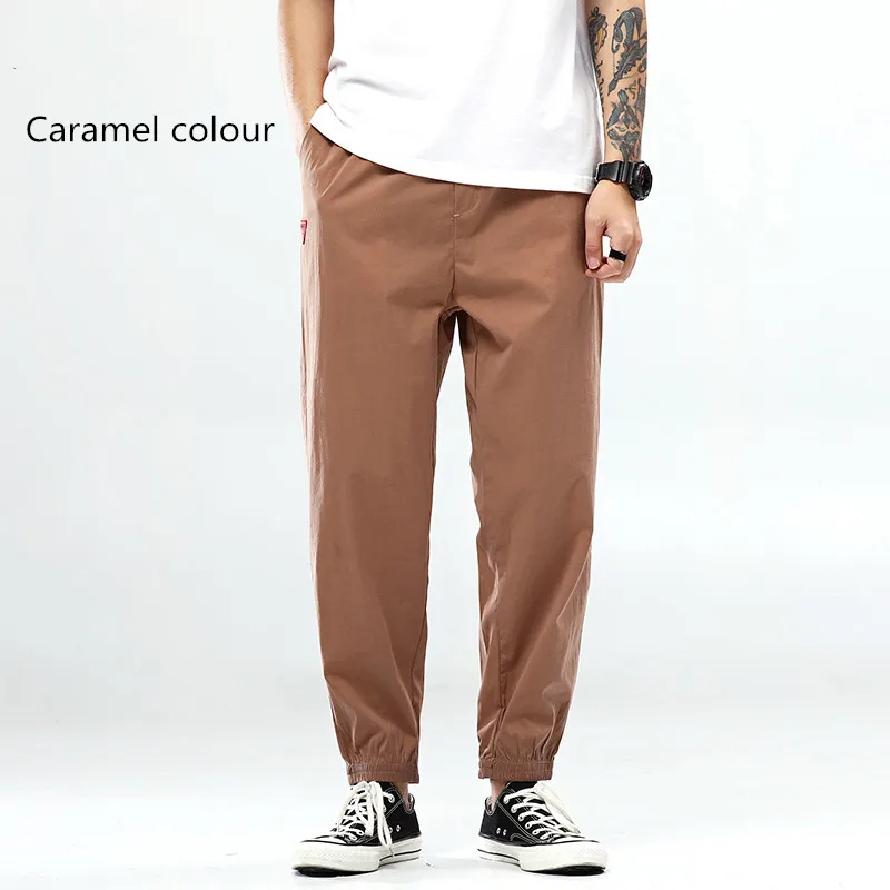 Мужские хлопковые льняные бегунов черные Брендовые мужские брюки Harajuku для