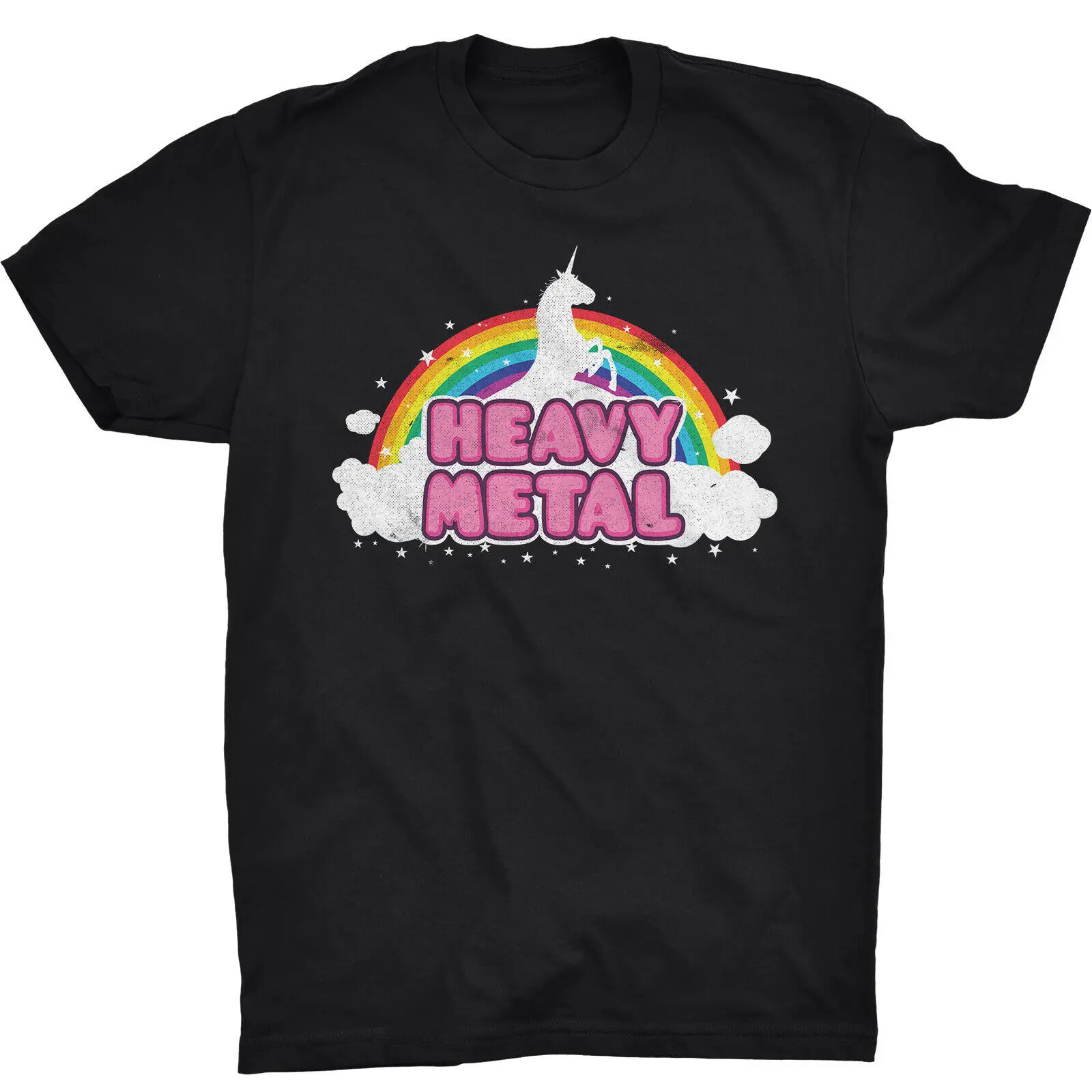 Тяжелая металлическая футболка с единорогом для мужчин женщин радужная милая но