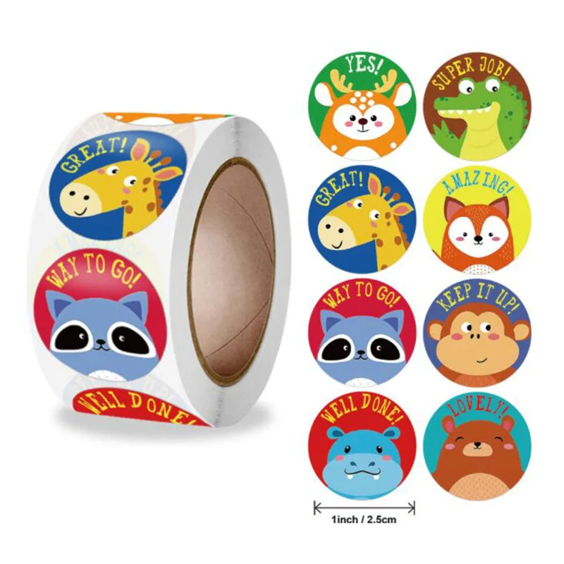 Наклейки декоративные детские в виде животных 500 шт./набор | Канцтовары для офиса