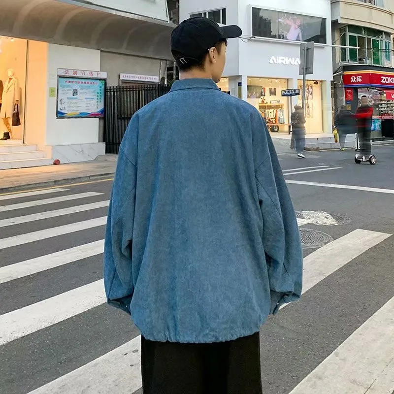 

2021 Spring and Autumn Popular Logo Corduroy Jacket Men Loose Versatile Bomb Street Overalls Versatile Shirt