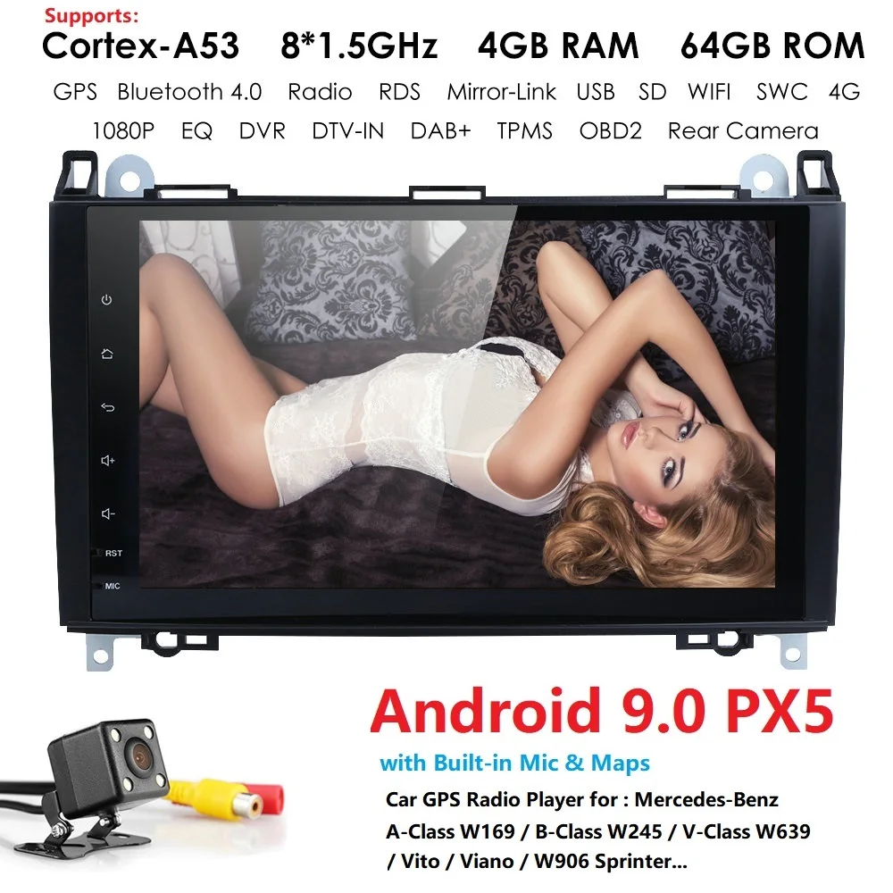 4G+ 64G 4GWIFI 2din no-DVD gps головное устройство для Mercedes Benz B200 A B класс W169 W245 Viano Vito W639 Sprinter W906 Bluetooth радио