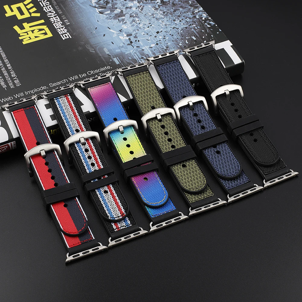 Ремешок нейлоновый силиконовый для Apple Watch модный браслет iWatch 4 Band 42 мм 44 38 40 5 3 2 1 # E