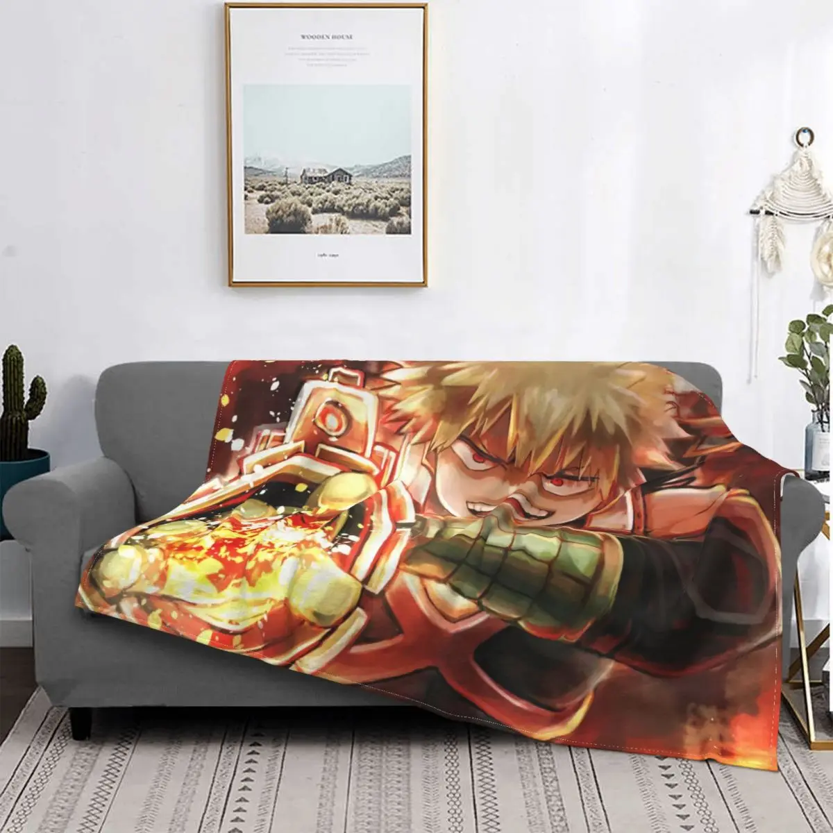 

My Hero Academia Manga Blanket Japan Anime Printed Stitch Soft Breathable Flannel Throw Blankets For Sofa Home