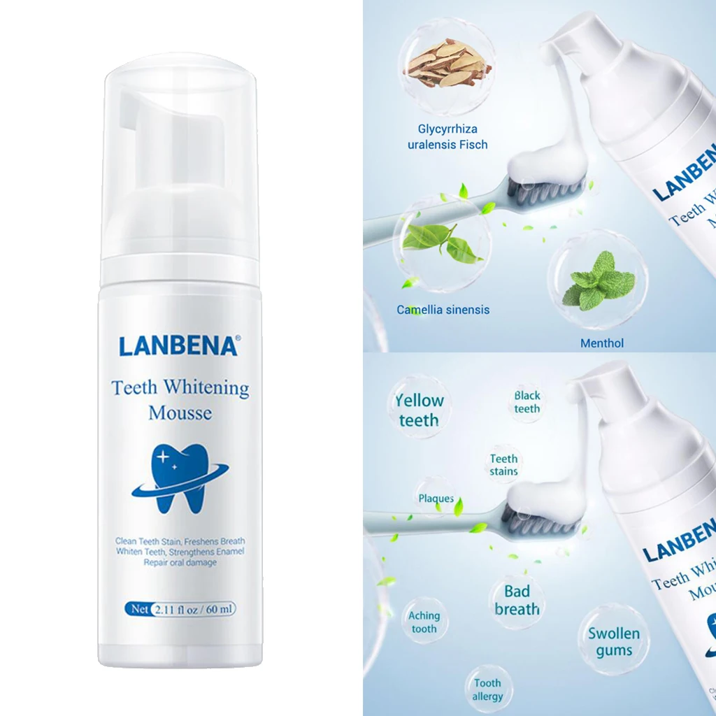 LANBENA мусс для отбеливания зубов средство удаления пятен зубного налета чистки