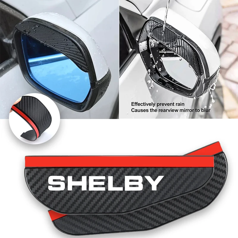 

For Ford Shelby Carbon Fiber Car Rearview Mirror Rainproof Eyebrow Rain Protector Cover Accessories