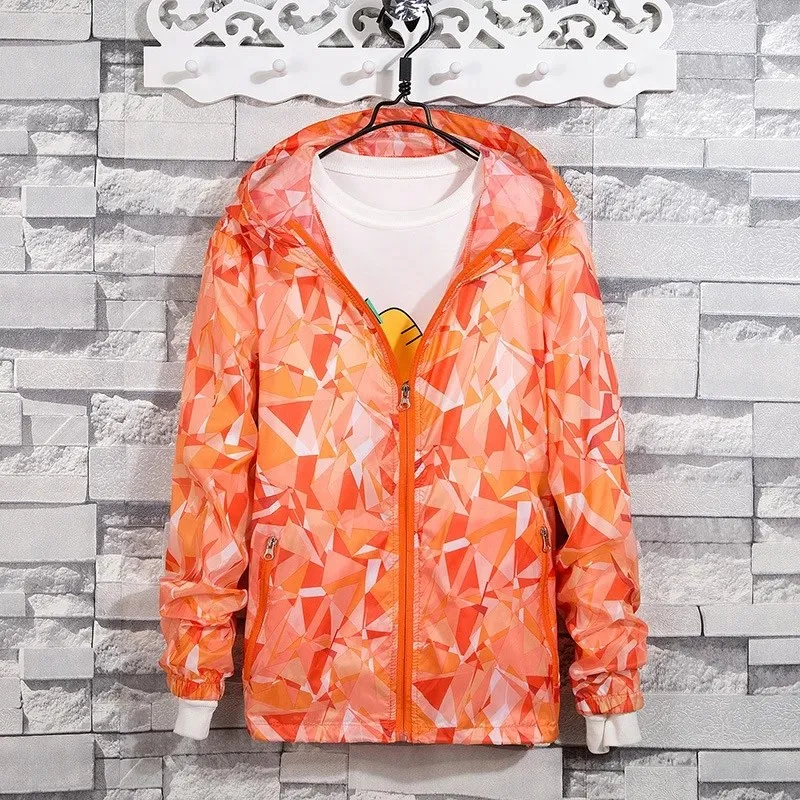 Plus Size Jacket Women Sportswear Ultralight Breathable Print Sunscreen Windbreaker Hooded Jackets | Женская одежда