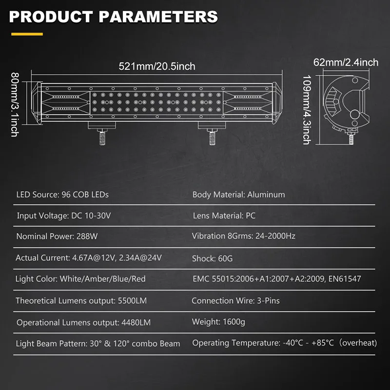 Трехрядная светодиодная фара двухцветный прожектор для внедорожника грузовика