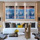 Постеры с абстрактным изображением синего леса под голубым небом, картина маслом на холсте, настенные картины для декора гостиной