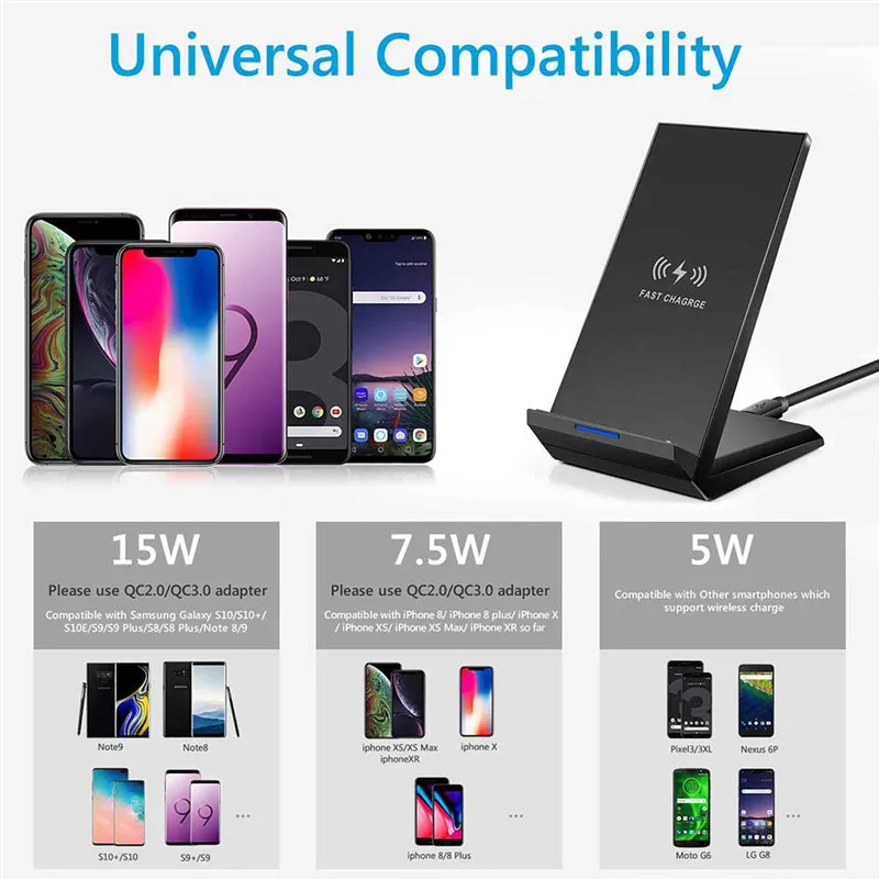 Беспроводное зарядное устройство 15 Вт/10 Вт быстрая подставка для IPhone 11 Pro X XS 8 XR