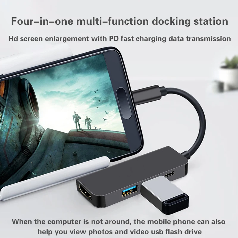 Адаптер Thunderbolt 3 4 в 1 USB-C-HDMI 2 USB 0 Type-C PD Hub для Huawei P20 Pro Samsung Dex Galaxy S9 | Электроника