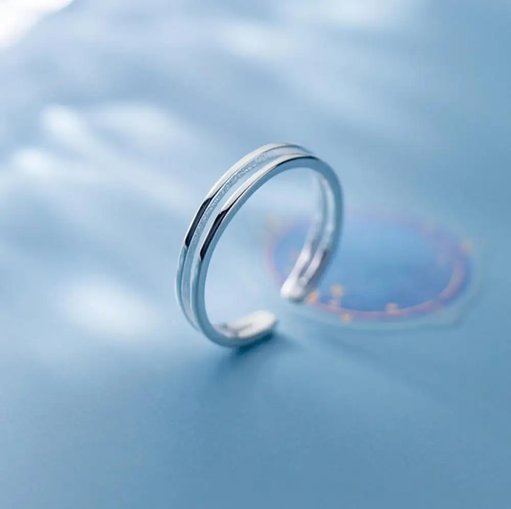 925 Sterling Silver 2 Bands Adjustable Knuckle Midi Mid Finger Toe Pinkie Ring Size 3.5 A3399 | Rings