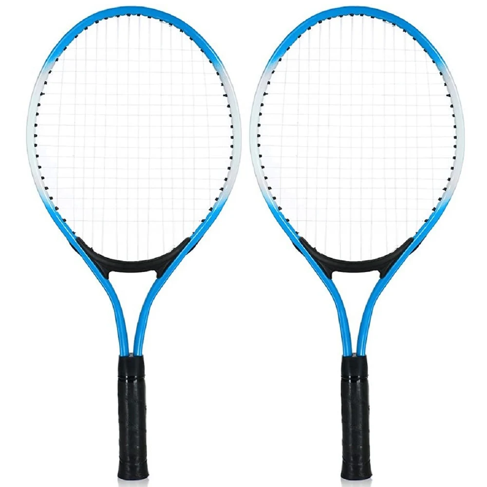 2 Pieces Tennis Racket 19 inches for Kids Iron Alloy Tennis Racquet for Beginner Practice with Ball and Carry Bag