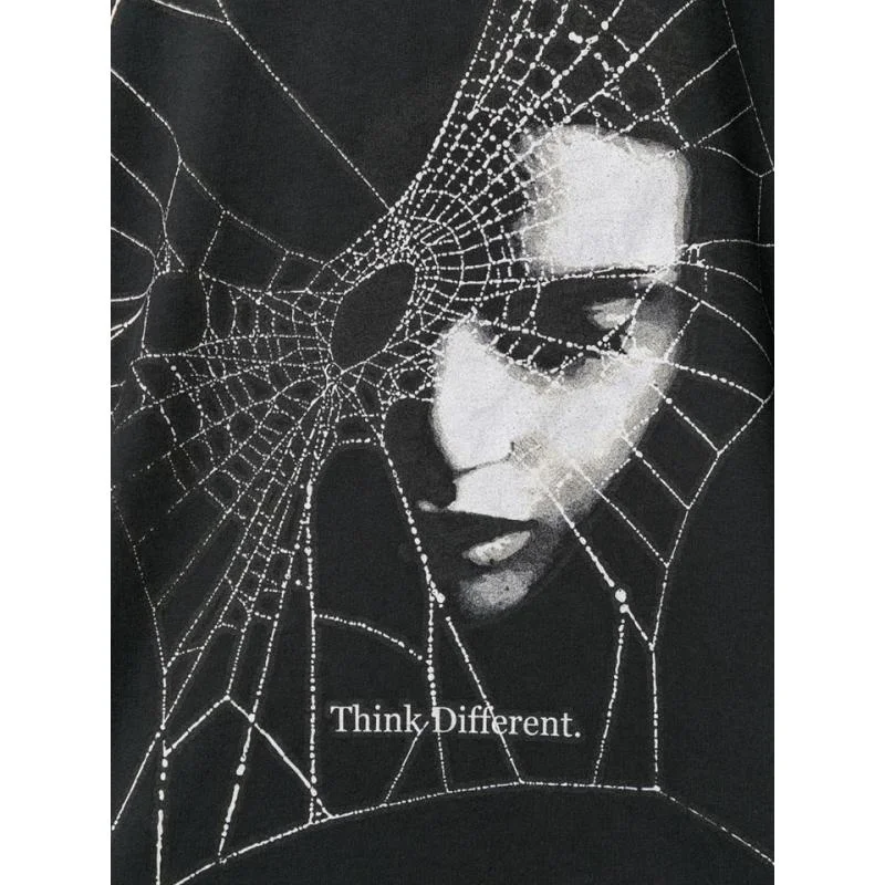 

2021ss RHUDE T-shirt Men Women 1:1 High Quality T Shirt Oversized Spider web Face pattern Rhude Tee Tops RH Mark