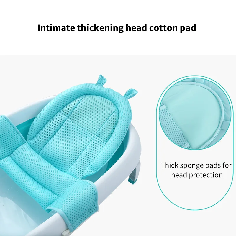 

Baby Shower Bath Tub Pad Non-Slip Bathtub Seat Support Mat Maternal Newborn Safe Security Foldable Bath Support Cushion Net Bag