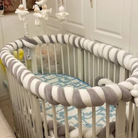 5m length single strand nordic newborn bumper knot long knotted braid pillow baby bed fence woven plush crib cushion bed fence