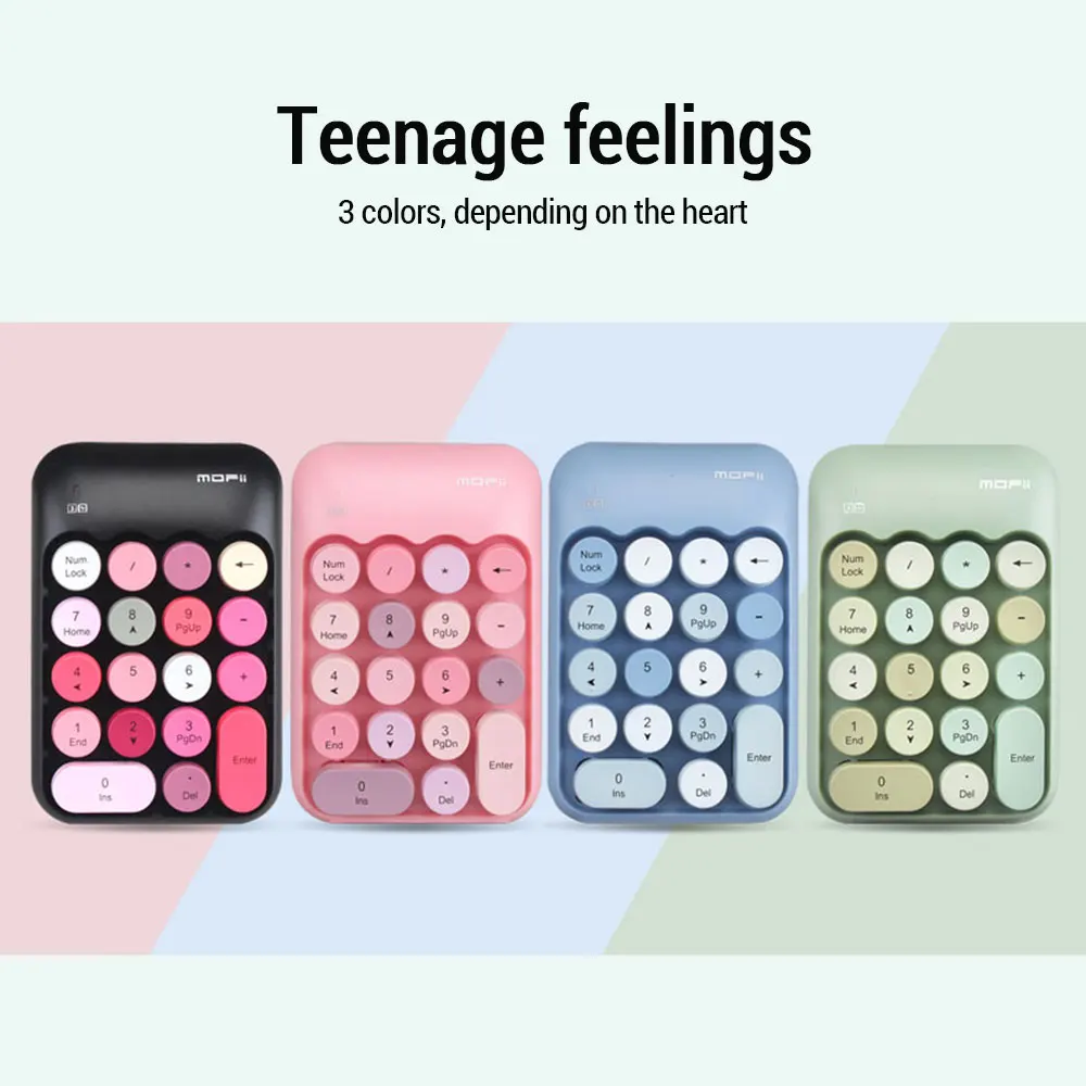 

Colorful Mini Wireless Numeric Keypads 2.4G Cashier Accounting Keyboard Retro Round Number Keyboard 18 Keys Keypad For Laptop PC