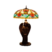 led e27 tiffany angel iron resin glass led lamp led light table lamp desk lamp led dest lamp for bedroom