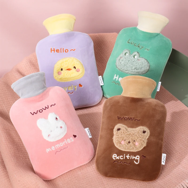 

Water Injection Hot Water Bottle Small Mini Warm Belly Plush Cute Hand Warmer Hot Compress Bouillotte Winter Essentials AH50RD