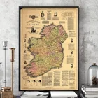Современная Абстрактная винтажная карта правила Ирландии фотография стен декоративные для гостиной домашний Декор без рамки