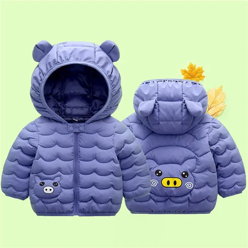 

Winter Baby Boy Girl Clothes Coats Down Cotton Hooded Padded Cute Cartoon Bear Boy Clothing Outerwear Casual Snowsuit Overalls