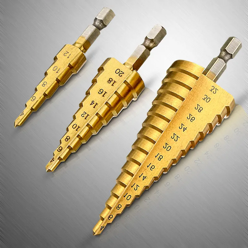 Ступенчатое сверло из быстрорежущей стали 4 12/20/32 мм Метрическая спиральная