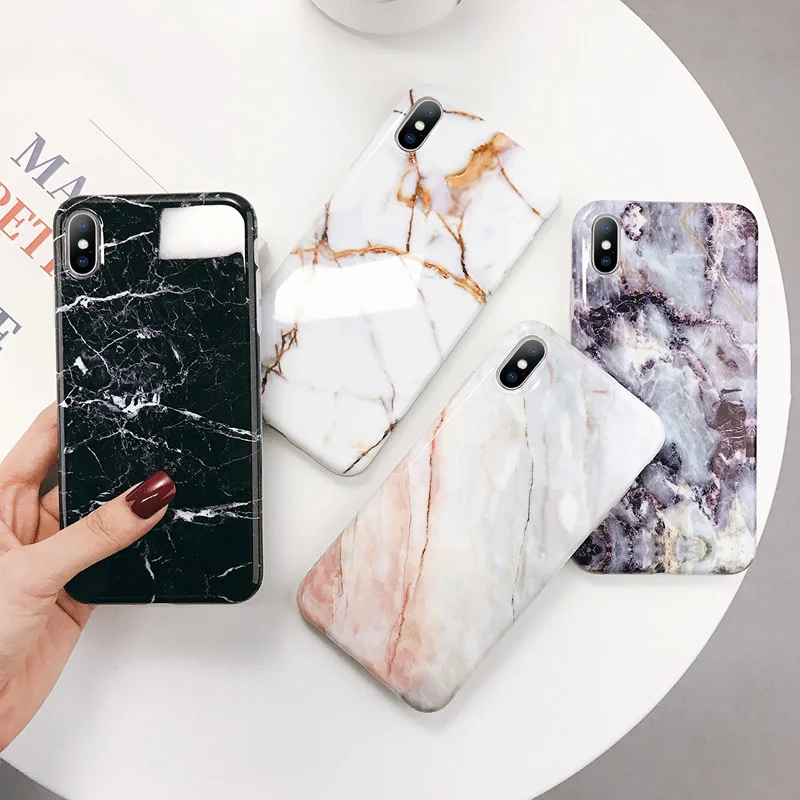 Чехлы для телефонов Lovebay с геометрическим мрамором и текстурой для iPhone 11 Pro XR XS Max 7 8 Plus X Мягкая IMD чистая Гальваническая задняя крышка в подарок