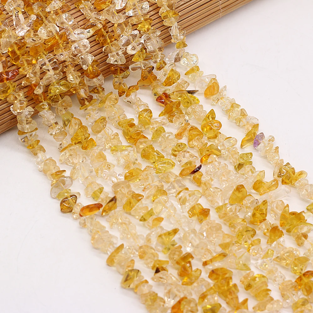 

New Natural Citrines Beads Irregural Gravel Stone Loose Beads for Making Women Jewelry Necklace Size 3x5-4x6mm Length 40cm