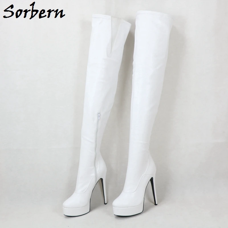 Женские сапоги до колена Sorbern на платформе с острым носком молнии|shoes woman|knee bootsover