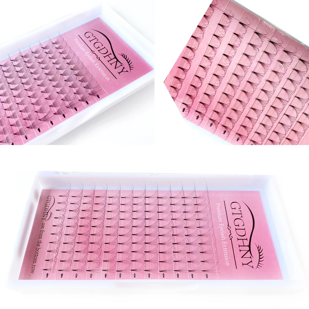 3-10d готовые объемные ресницы с коротким стержнем накладные из Кореи шелковые