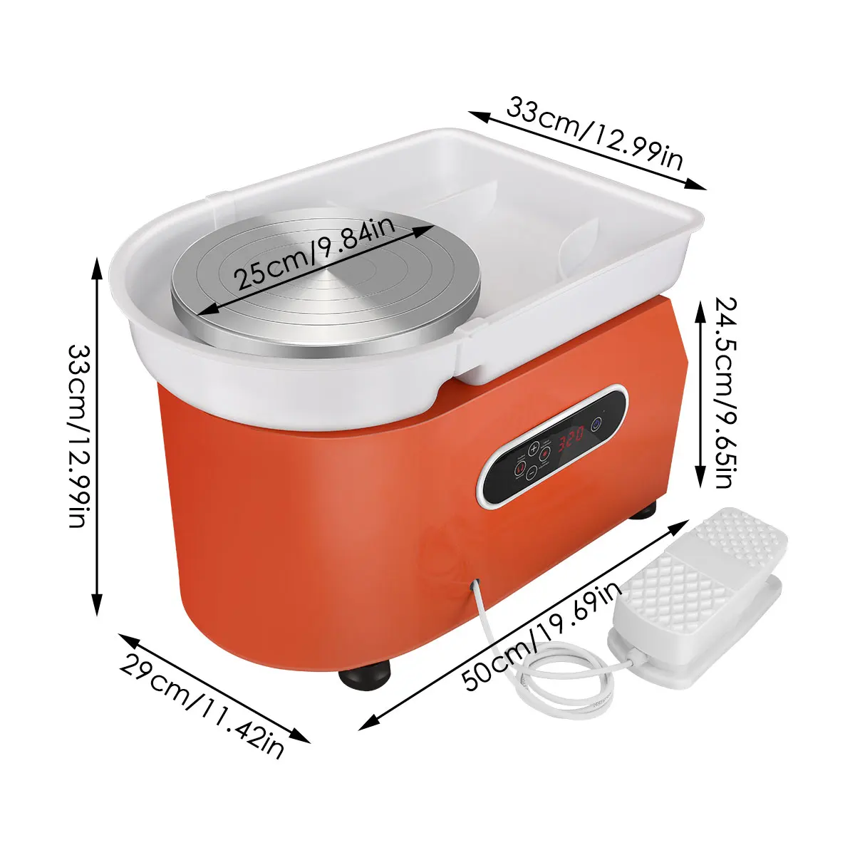 Rueda el&eacute;ctrica de cer&aacute;mica con pedales de pie, m&aacute;quina para formar cuencos lavables y desmontables con 11 piezas, herramientas de arcilla DIY-1