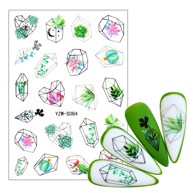 Лидер продаж! Модные ногтей Водные Наклейки абстрактные леди уход за кожей лица