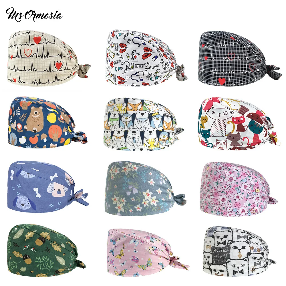 Многоцветный с рисованным аниме шапки рисунком Регулируемый скрабы шляпа Салон